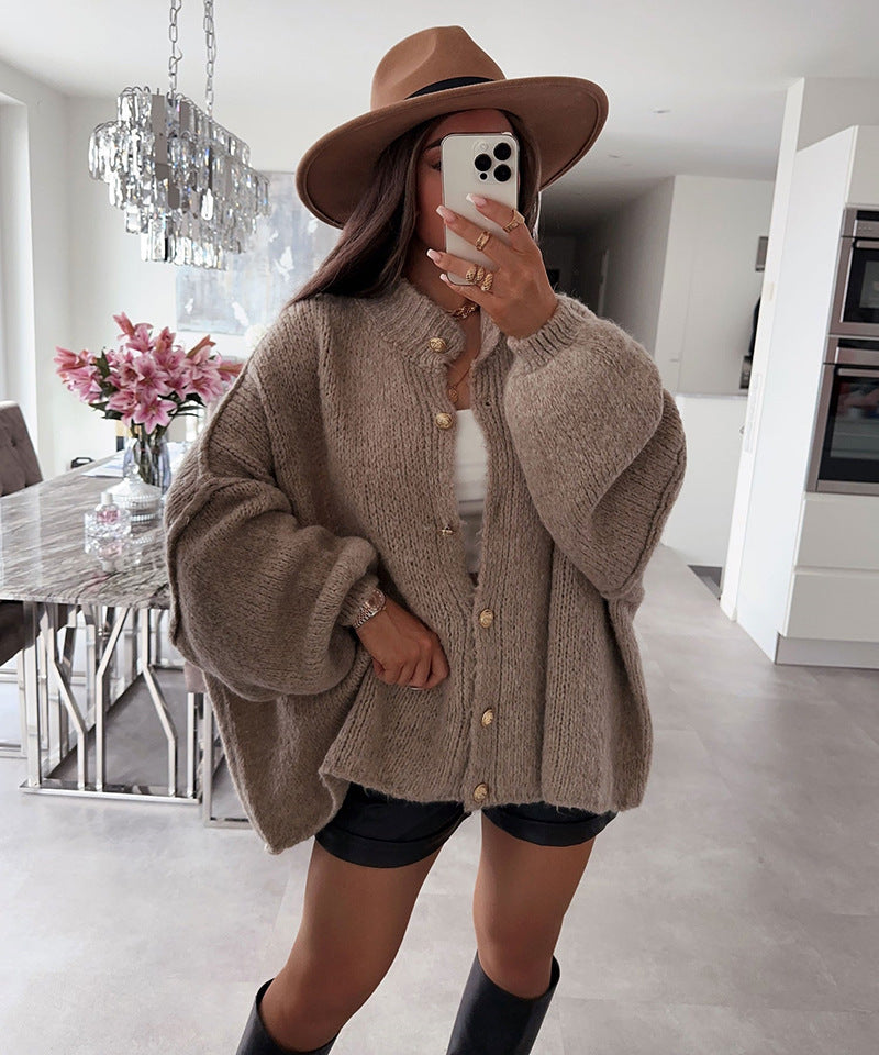 Retro Bat Sleeve Knit Cardigan