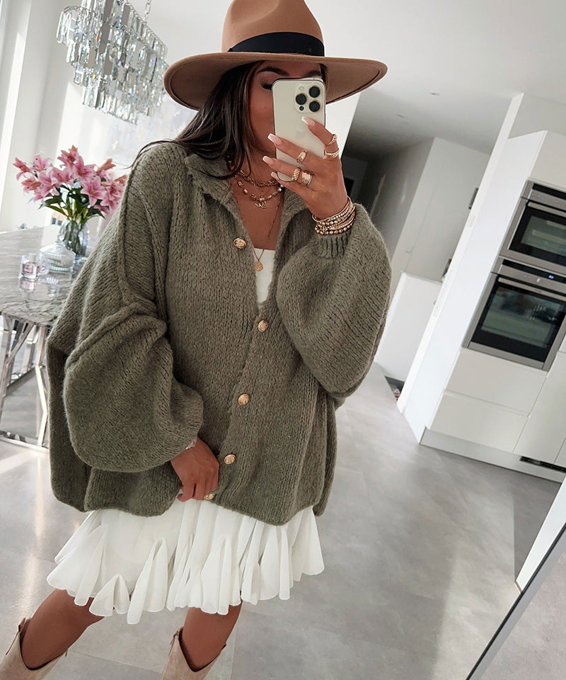 Retro Bat Sleeve Knit Cardigan