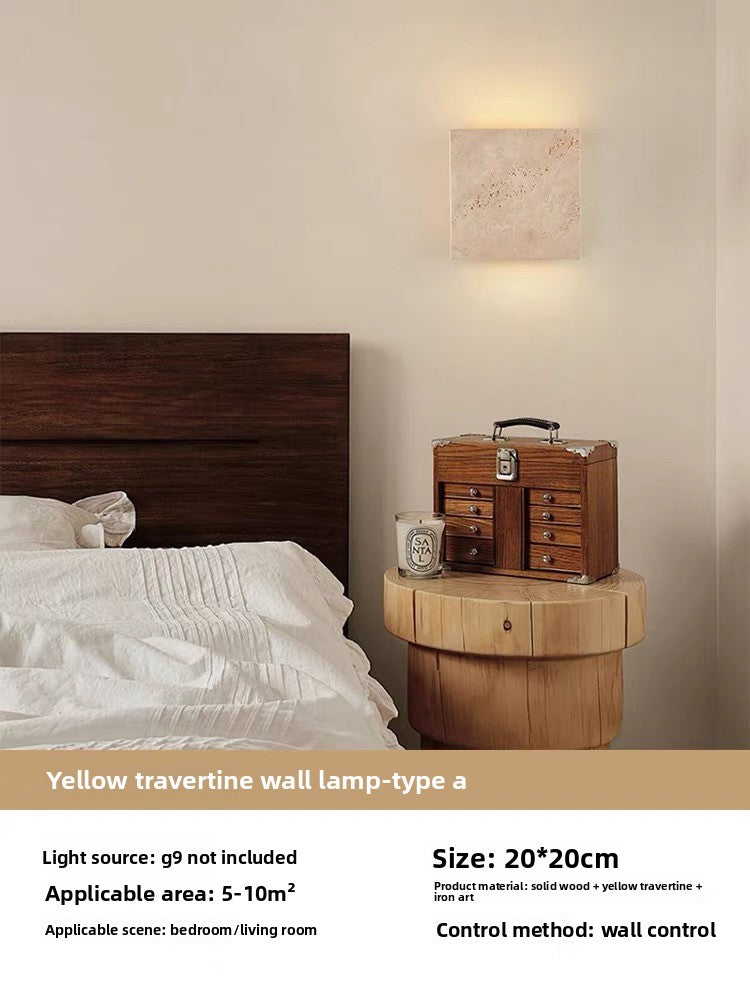 Retro Bedside Travertine Wall Lamp