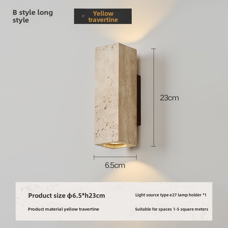 Retro Bedside Travertine Wall Lamp