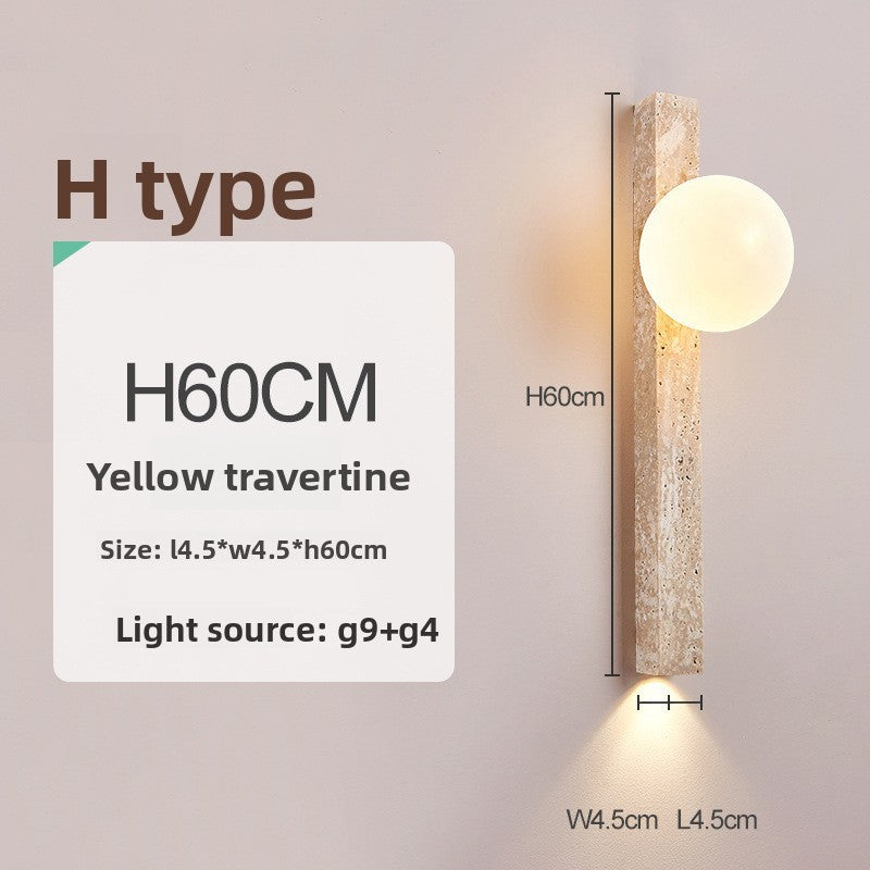 Retro Bedside Travertine Wall Lamp