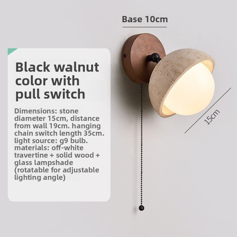 Retro Bedside Travertine Wall Lamp