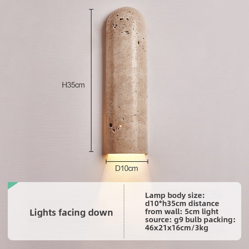 Retro Bedside Travertine Wall Lamp