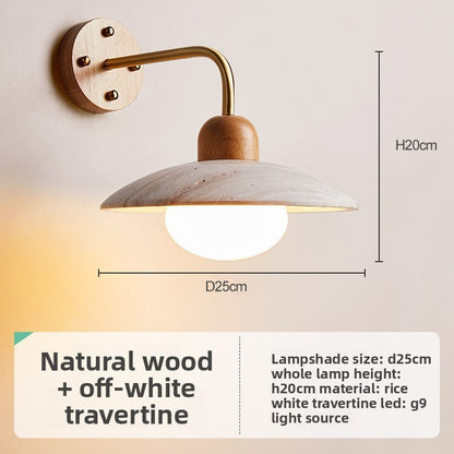 Retro Bedside Travertine Wall Lamp