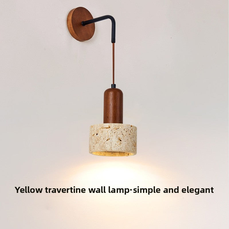 Retro Bedside Travertine Wall Lamp