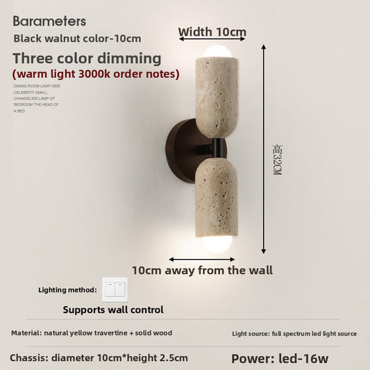 Retro Bedside Travertine Wall Lamp