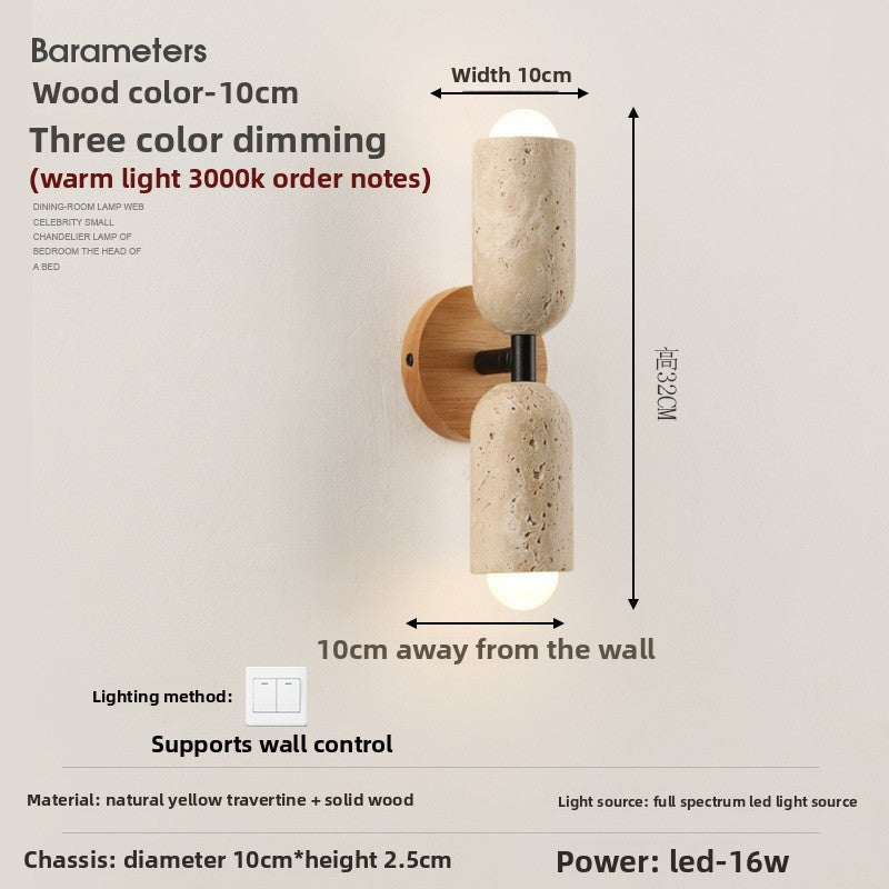 Retro Bedside Travertine Wall Lamp