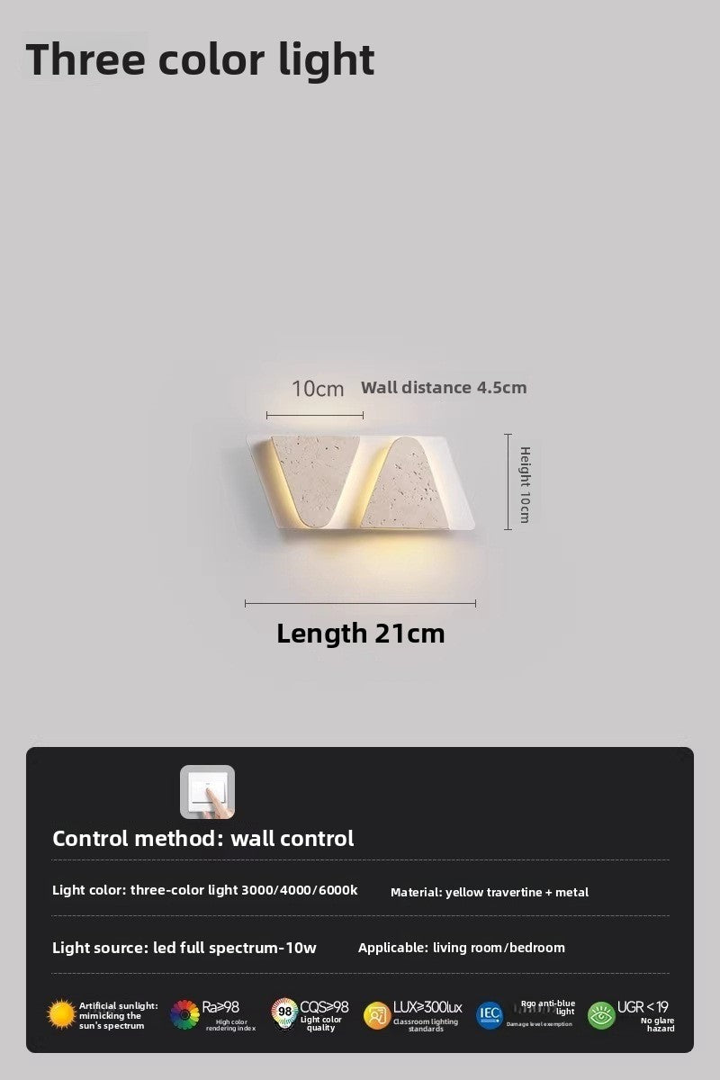 Retro Bedside Travertine Wall Lamp