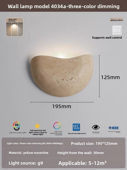 Retro Bedside Travertine Wall Lamp