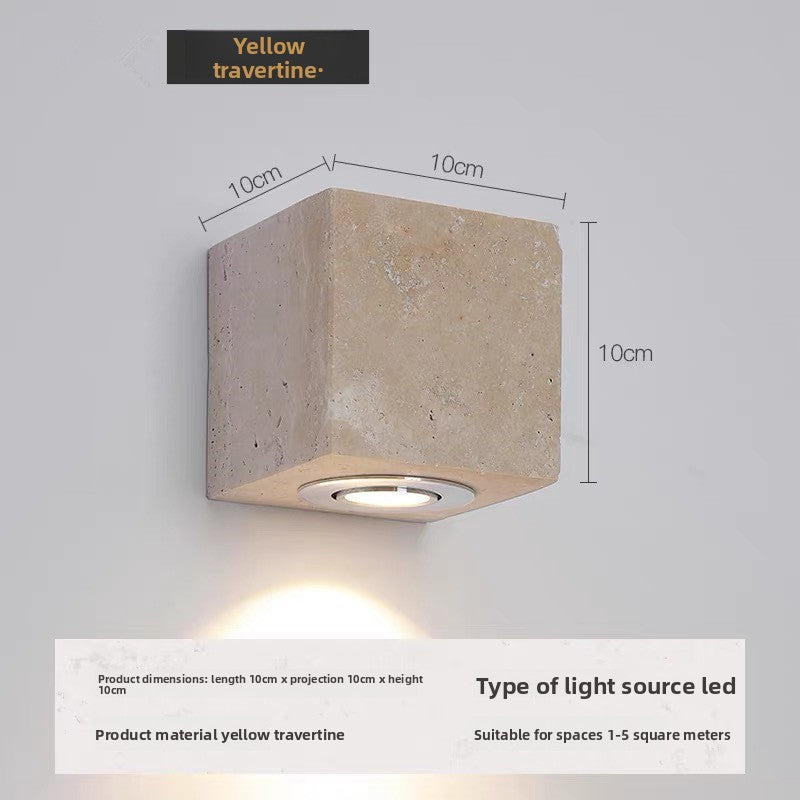 Retro Bedside Travertine Wall Lamp