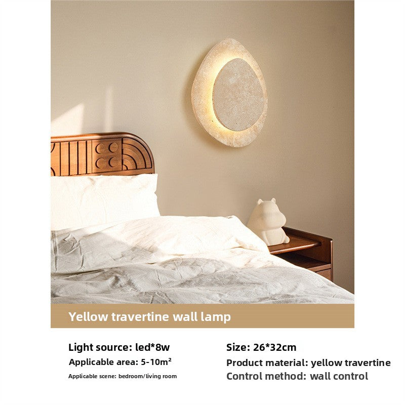 Retro Bedside Travertine Wall Lamp