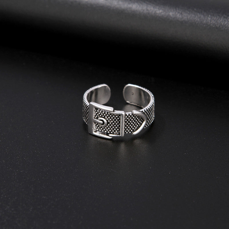 Retro Belt Buckle Adjustable Finger Ring