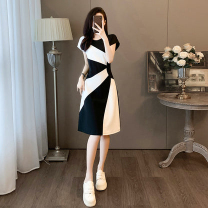 Retro Black White Splicing Dress