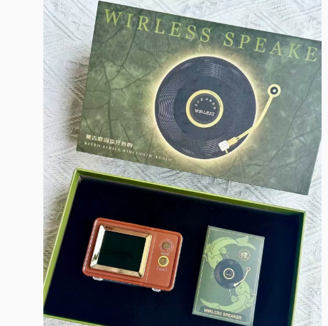 Retro Bluetooth Speaker with Clock and Card Slot