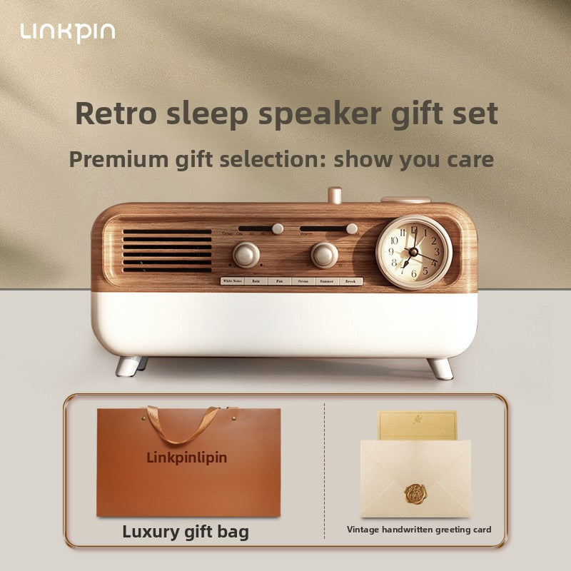Retro Bluetooth Speaker with White Noise Night Light Alarm Clock