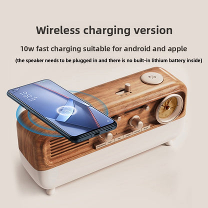 Retro Bluetooth Speaker with White Noise Night Light Alarm Clock