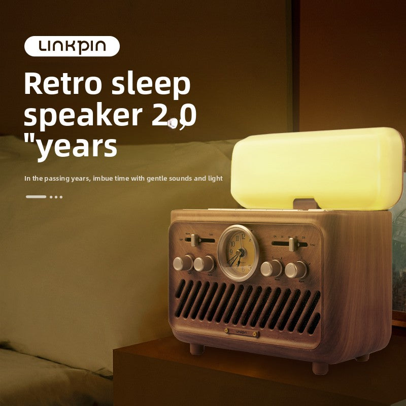 Retro Bluetooth Speaker with White Noise Night Light Alarm Clock