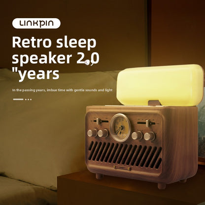 Retro Bluetooth Speaker with White Noise Night Light Alarm Clock