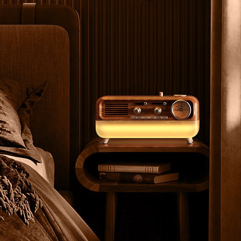 Retro Bluetooth Speaker with White Noise Night Light Alarm Clock