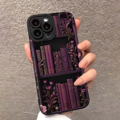 Retro book bookshelf for Apple phone case