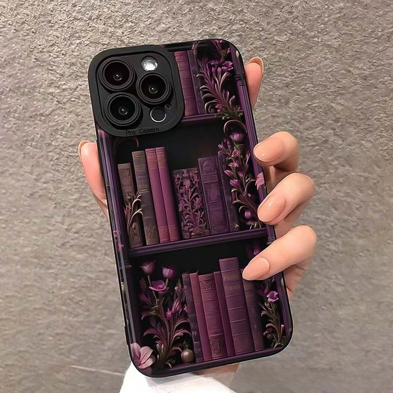 Retro book bookshelf for Apple phone case