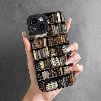 Retro book bookshelf for Apple phone case