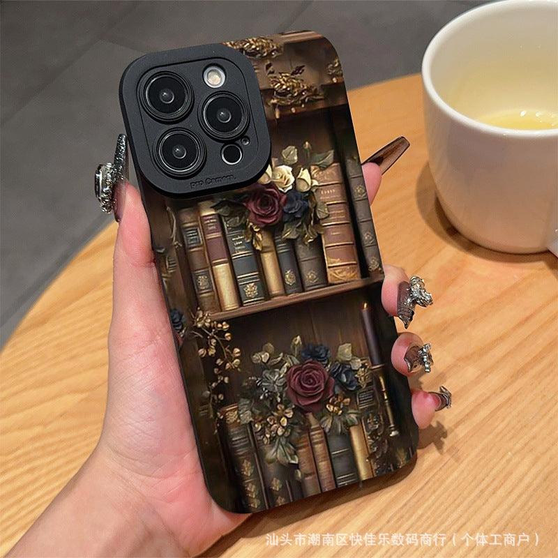 Retro book bookshelf for Apple phone case
