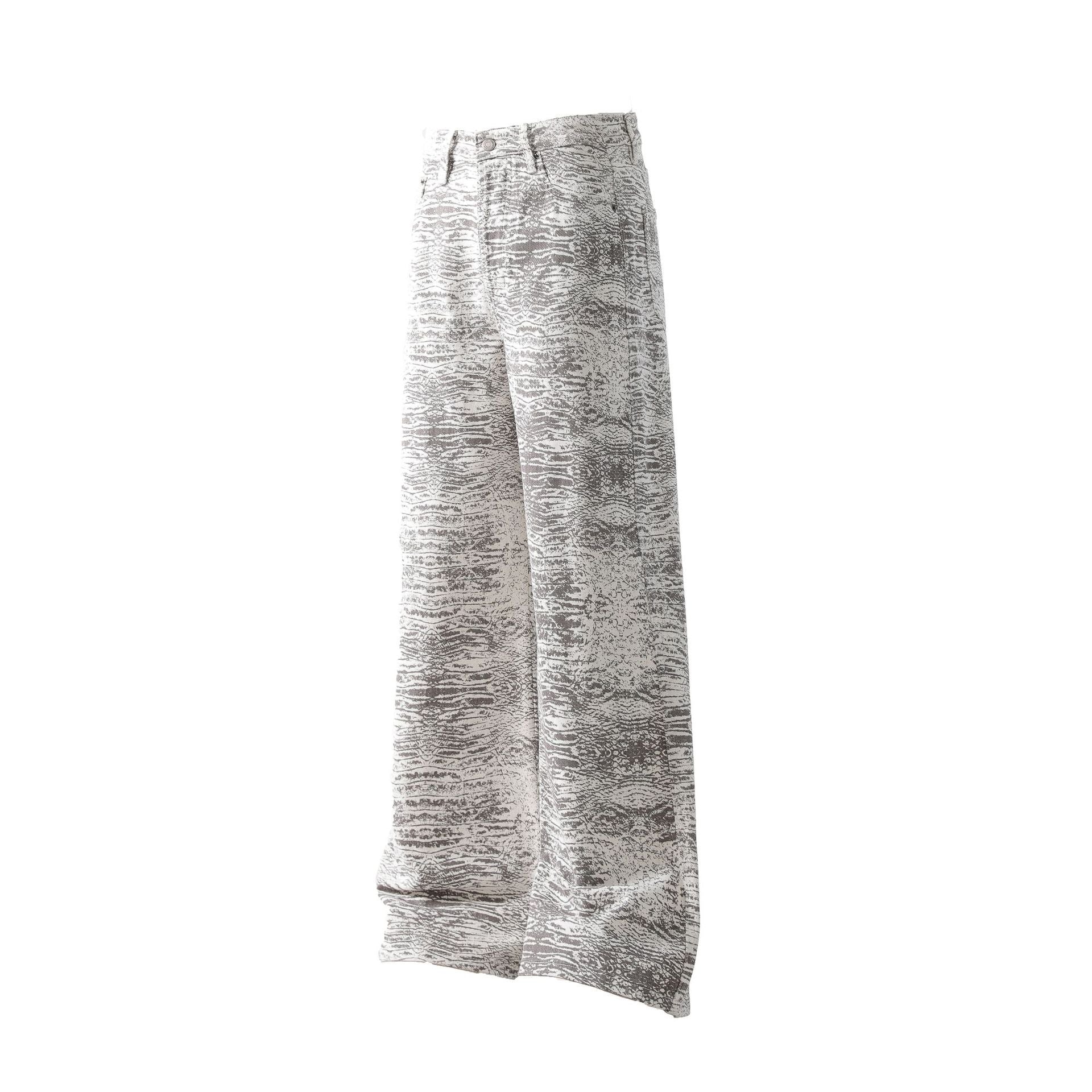 Retro Bootcut Denim Jeans with Snake Pattern