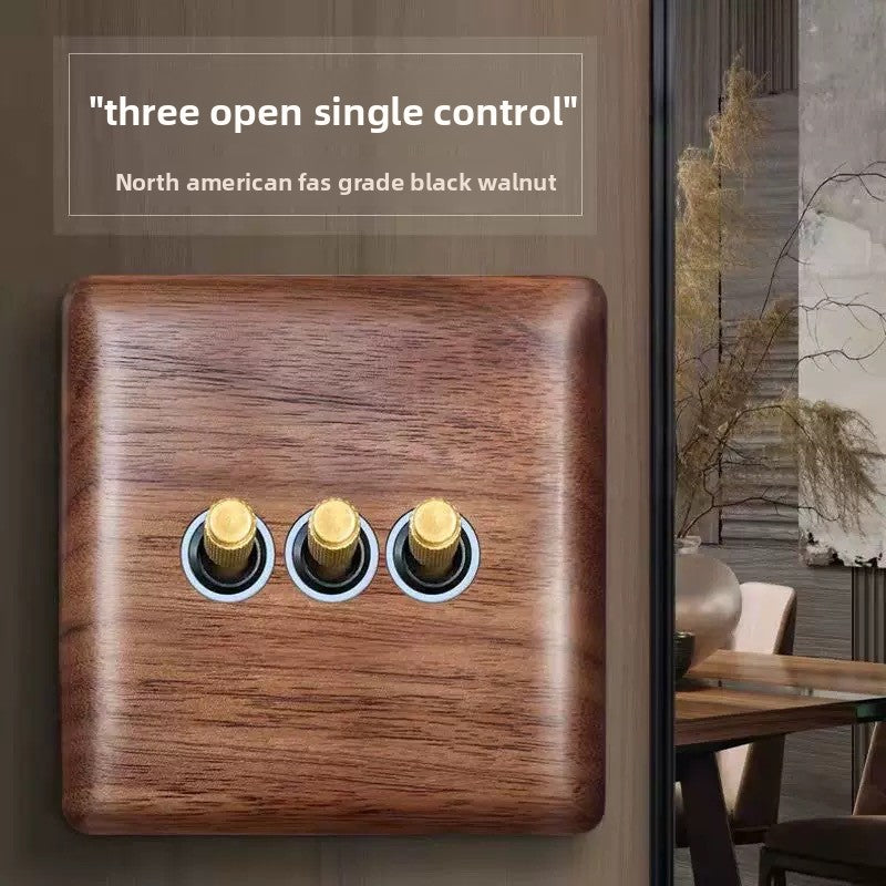 Retro Brass Lever Switch Panel with Multiple Socket Options