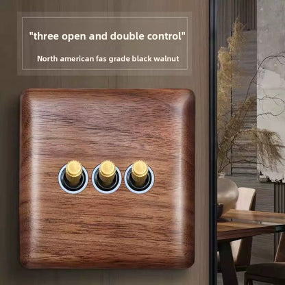 Retro Brass Lever Switch Panel with Multiple Socket Options
