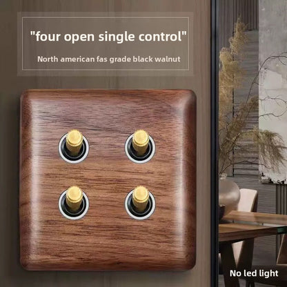 Retro Brass Lever Switch Panel with Multiple Socket Options