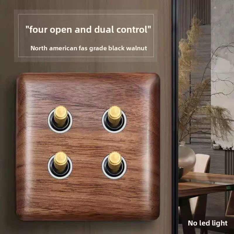 Retro Brass Lever Switch Panel with Multiple Socket Options