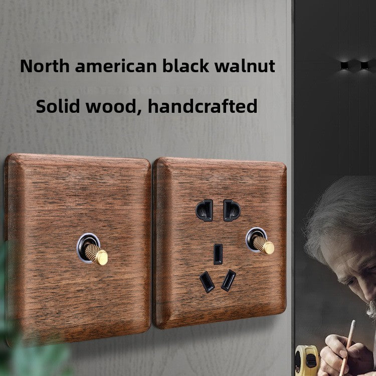 Retro Brass Lever Switch Panel with Multiple Socket Options