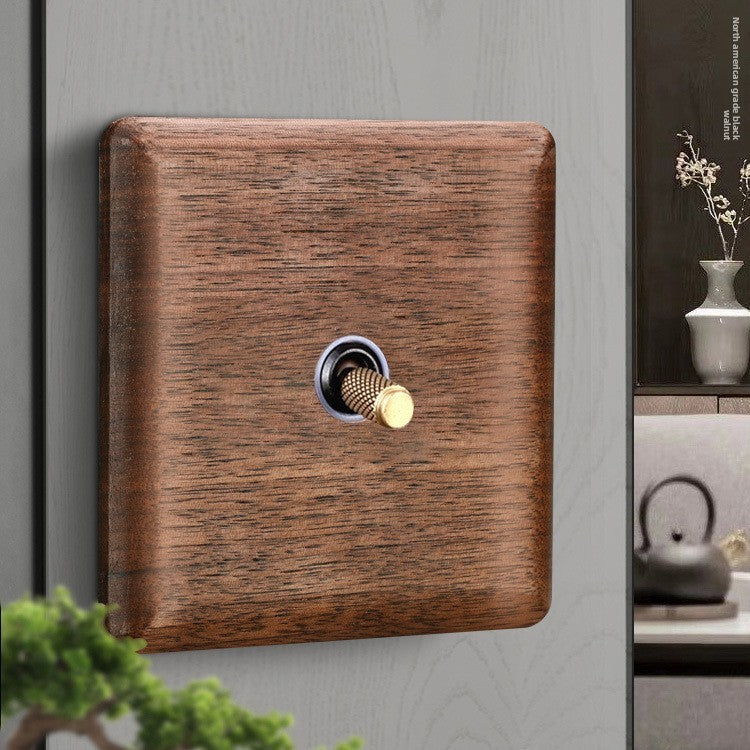 Retro Brass Lever Switch Panel with Multiple Socket Options