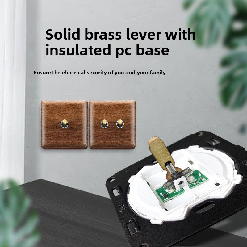 Retro Brass Lever Switch Panel with Multiple Socket Options