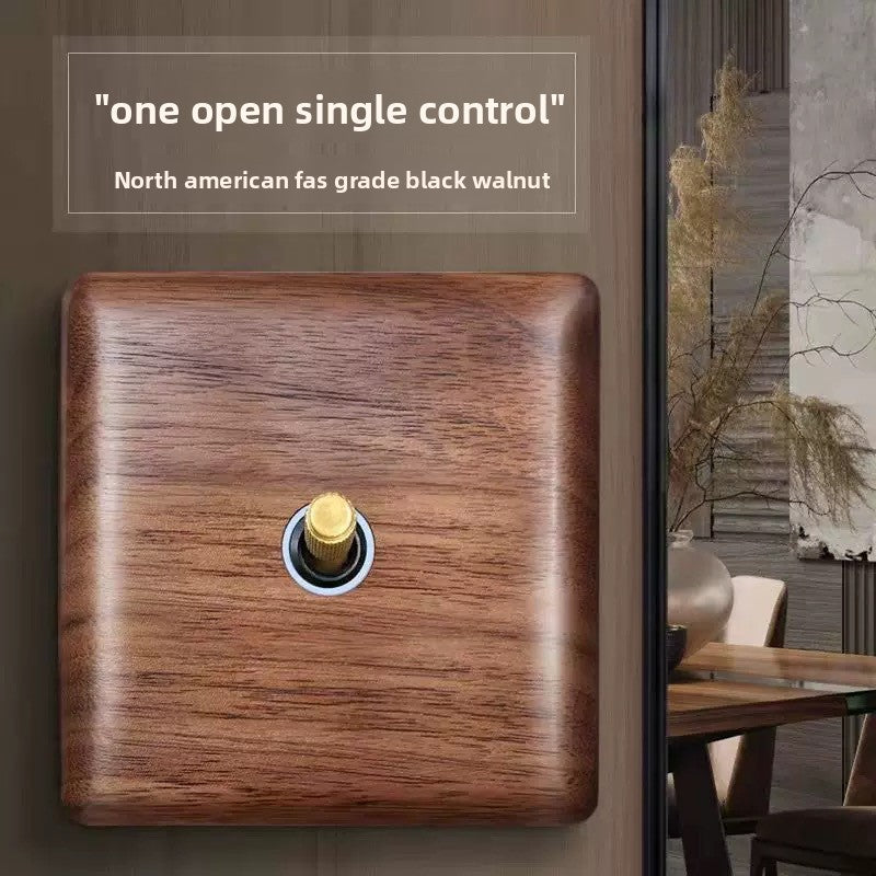 Retro Brass Lever Switch Panel with Multiple Socket Options