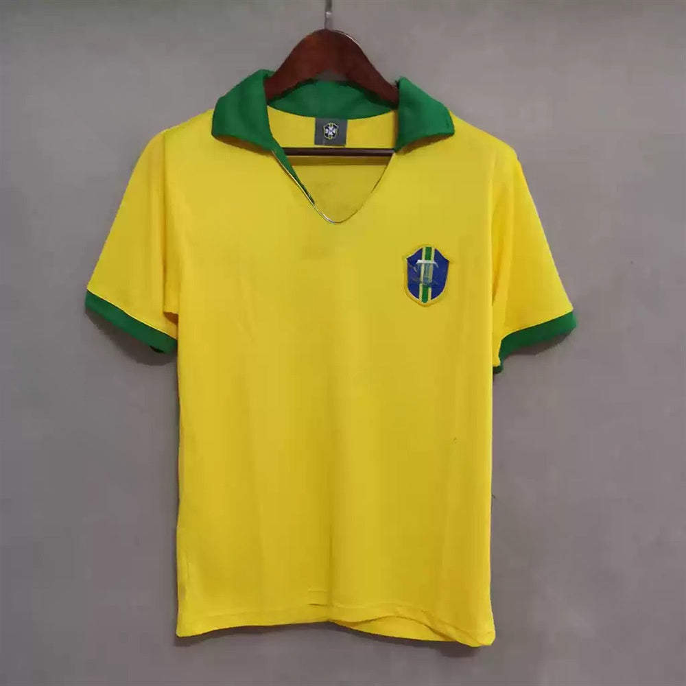 Retro Brazil Football Jersey Short Sleeve Sport Shirt