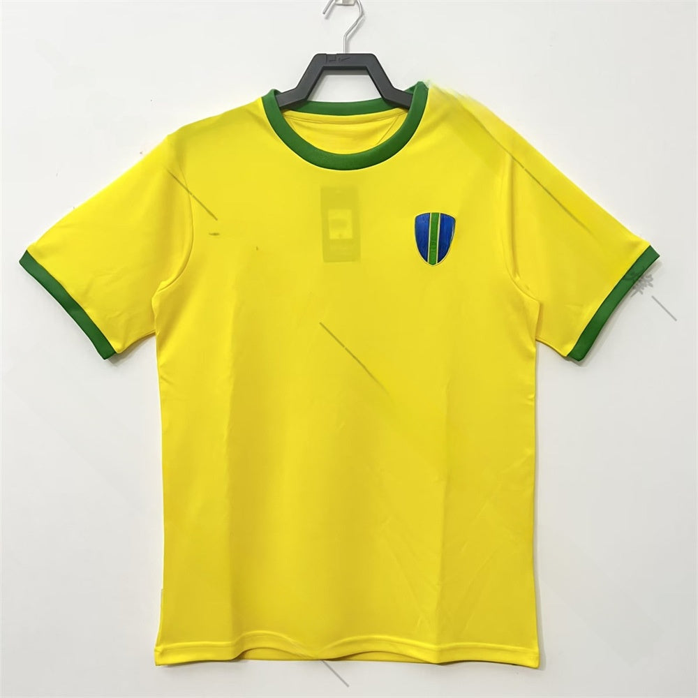 Retro Brazil Football Jersey Short Sleeve Sport Shirt