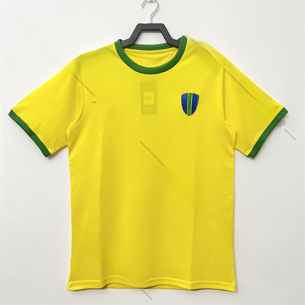 Retro Brazil Football Jersey Short Sleeve Sport Shirt