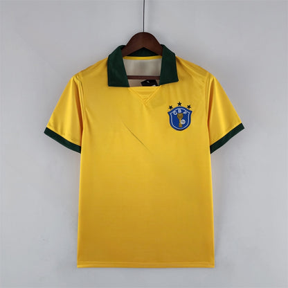 Retro Brazil Football Jersey Short Sleeve Sport Shirt