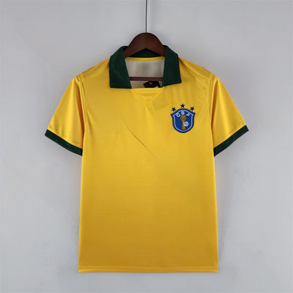Retro Brazil Football Jersey Short Sleeve Sport Shirt