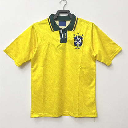 Retro Brazil Football Jersey Short Sleeve Sport Shirt