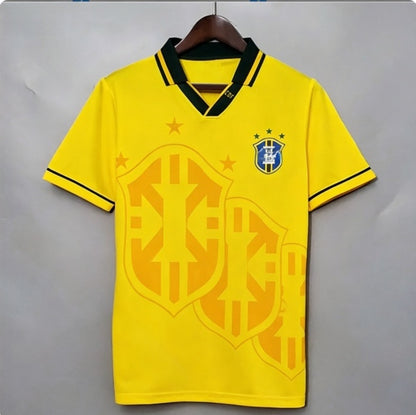 Retro Brazil Football Jersey Short Sleeve Sport Shirt