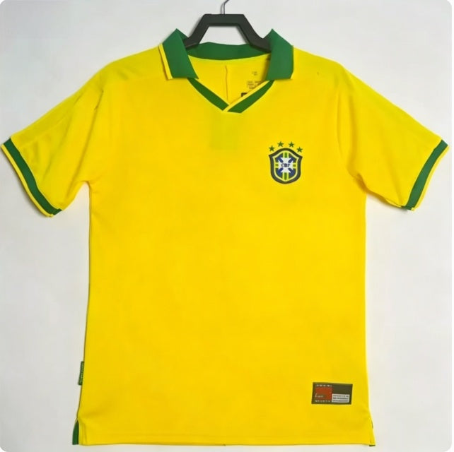 Retro Brazil Football Jersey Short Sleeve Sport Shirt
