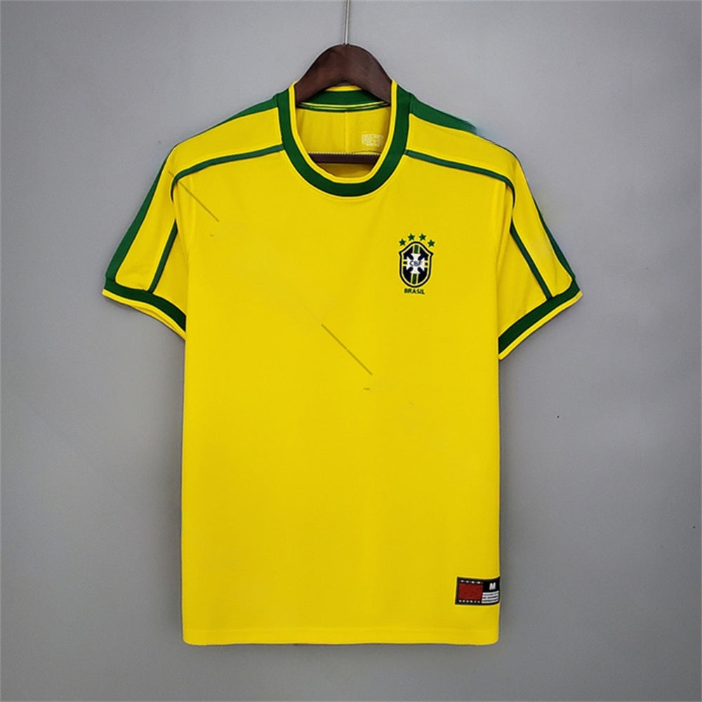 Retro Brazil Football Jersey Short Sleeve Sport Shirt