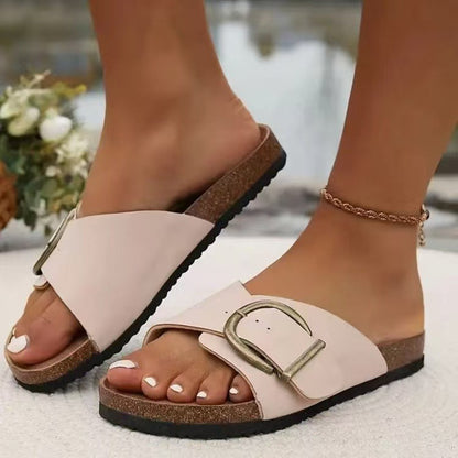 Retro Buckle Beach Slippers
