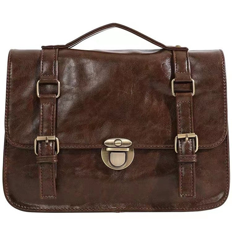 Retro buckle postman bag, school-style class bag