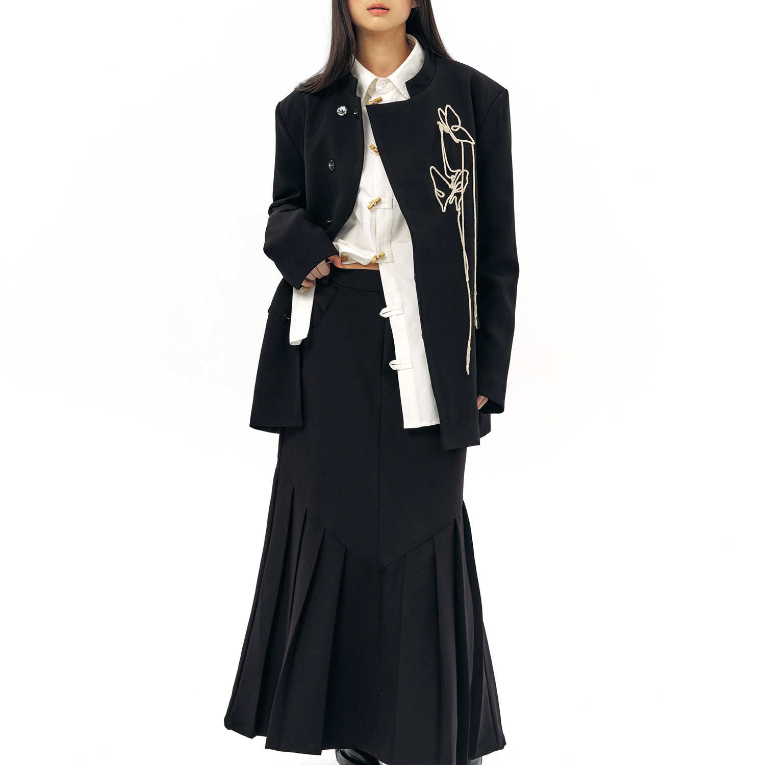Retro Butterfly Embroidered Zhongshan Suit Jacket