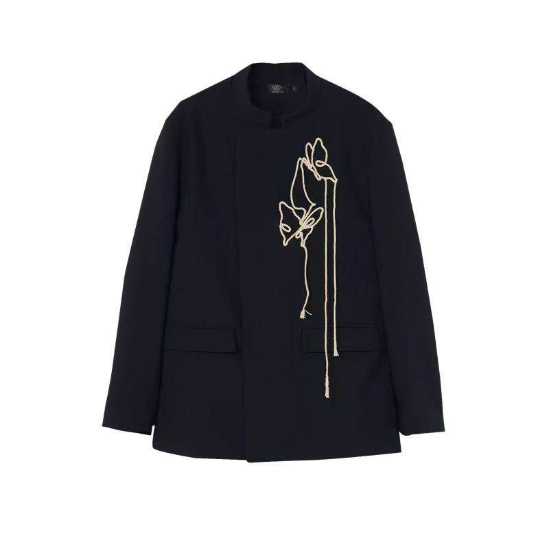 Retro Butterfly Embroidered Zhongshan Suit Jacket