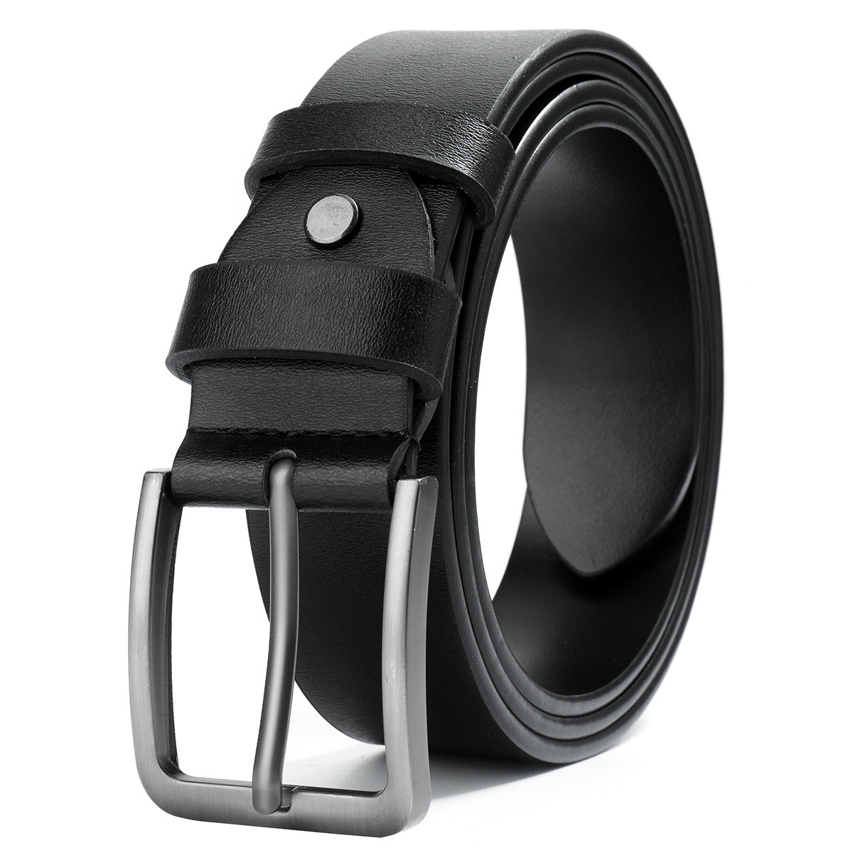 Retro button leather belt